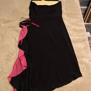 Lipstick Boutique Asymmetrical Black and Pink Cocktail Dress